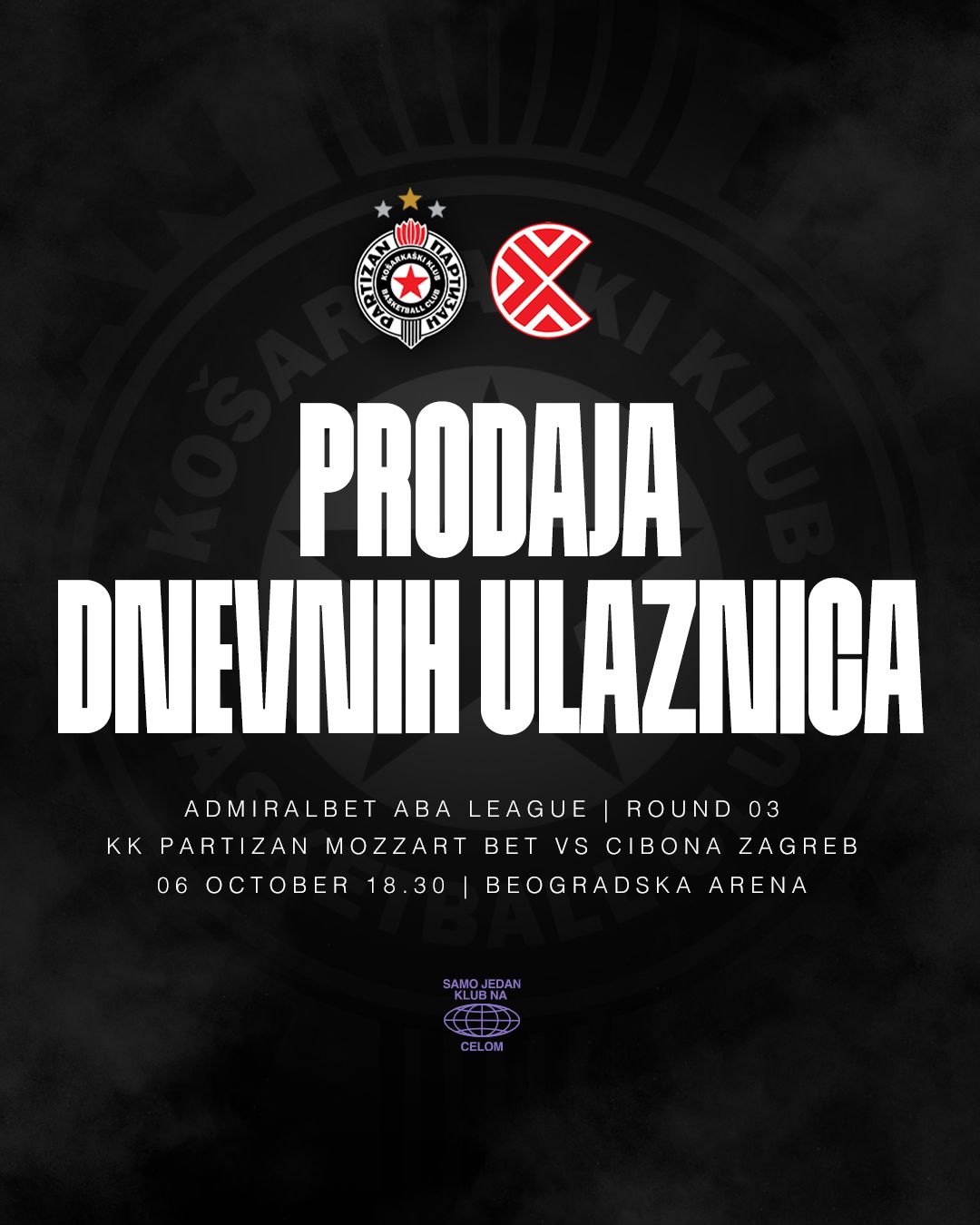 Prodaja dnevnih ulaznica za utakmicu protiv Cibone počinje u četvrtak. 
