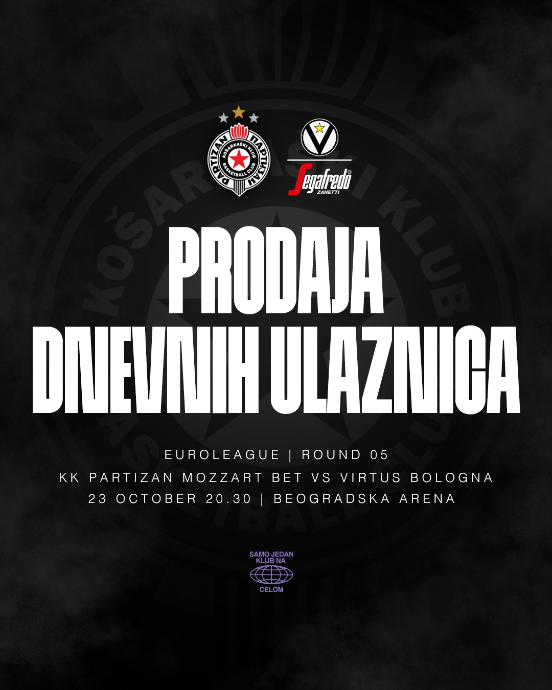 Prodaja dnevnih ulaznica za utakmicu protiv Virtusa počinje u subotu