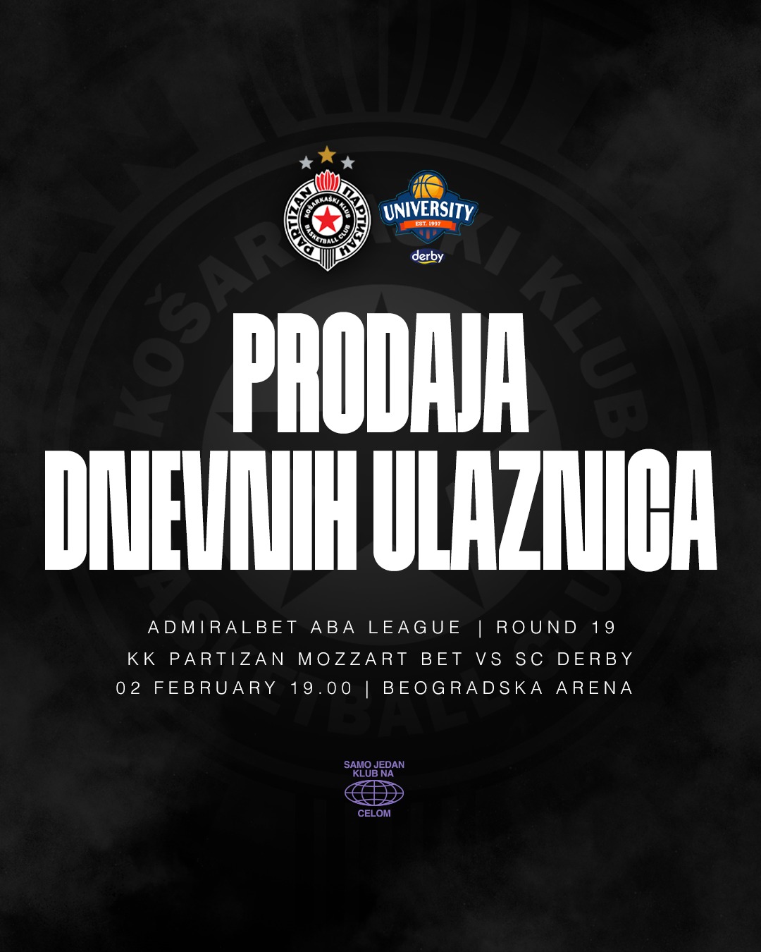 Prodaja dnevnih ulaznica za meč protiv SC Derbija počinje u četvrtak