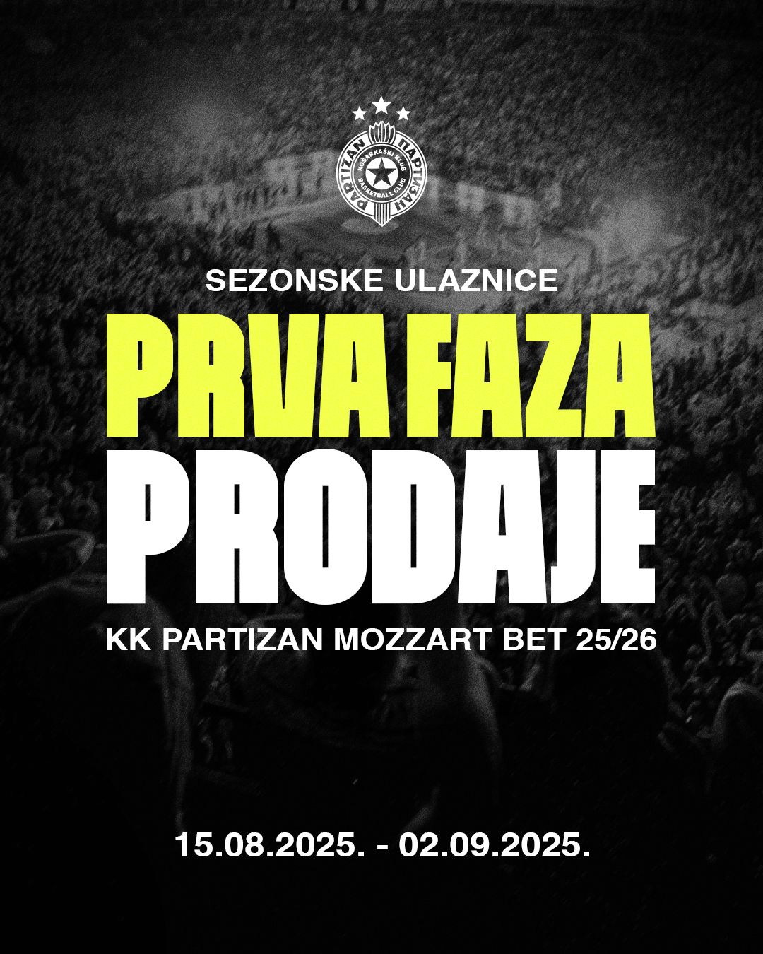 Danas u podne počinje obnova sezonskih ulaznica za utakmice KK Partizan Mozzart Bet