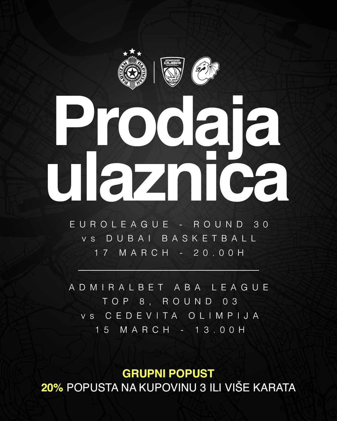 Prodaja dnevnih ulaznica za duele protiv Dubaija i Cedevita Olimpije počinje sutra