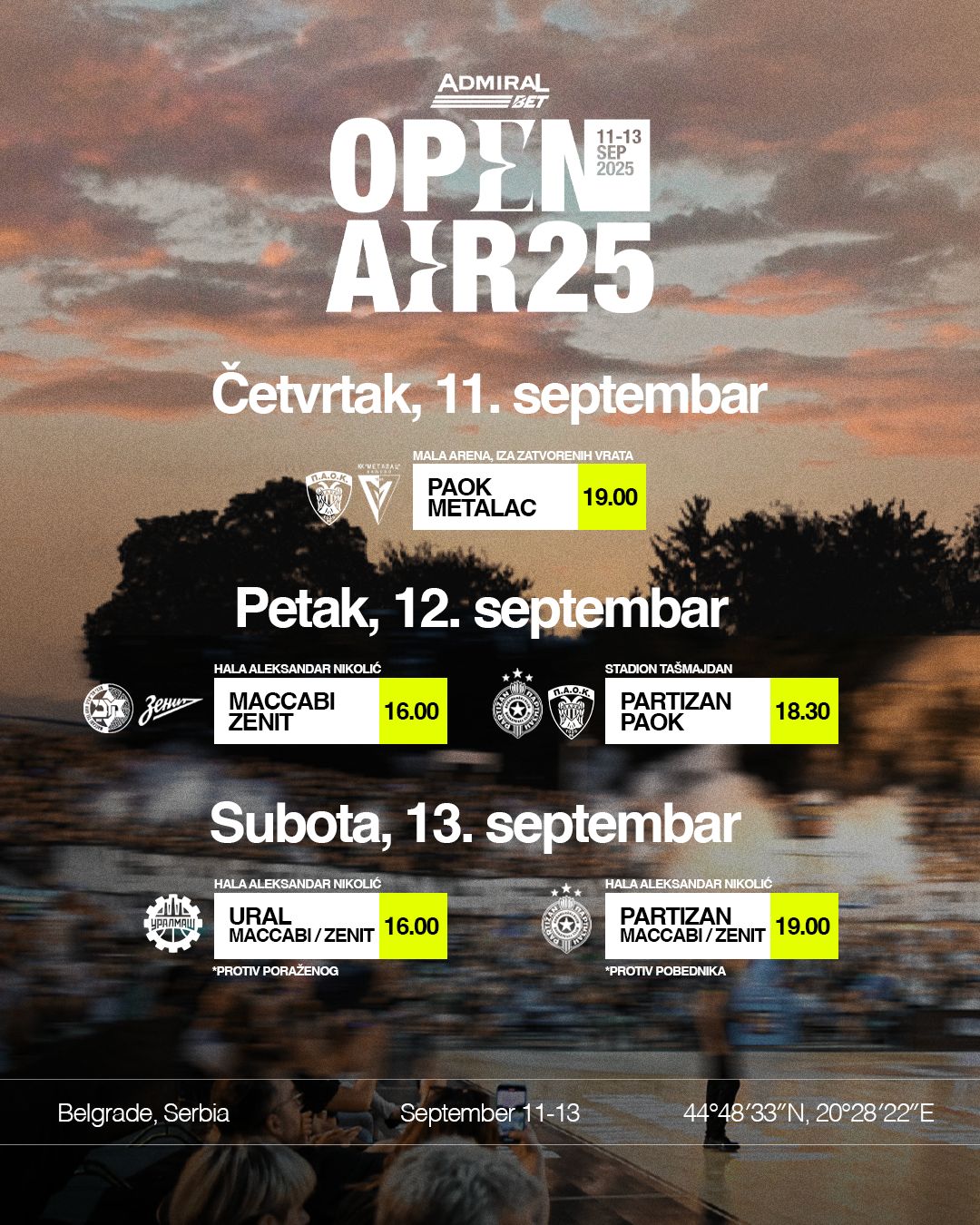 Promene termina i propozicija turnira AdmiralBet Open Air
